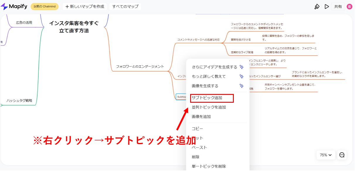 サブトピックを追加