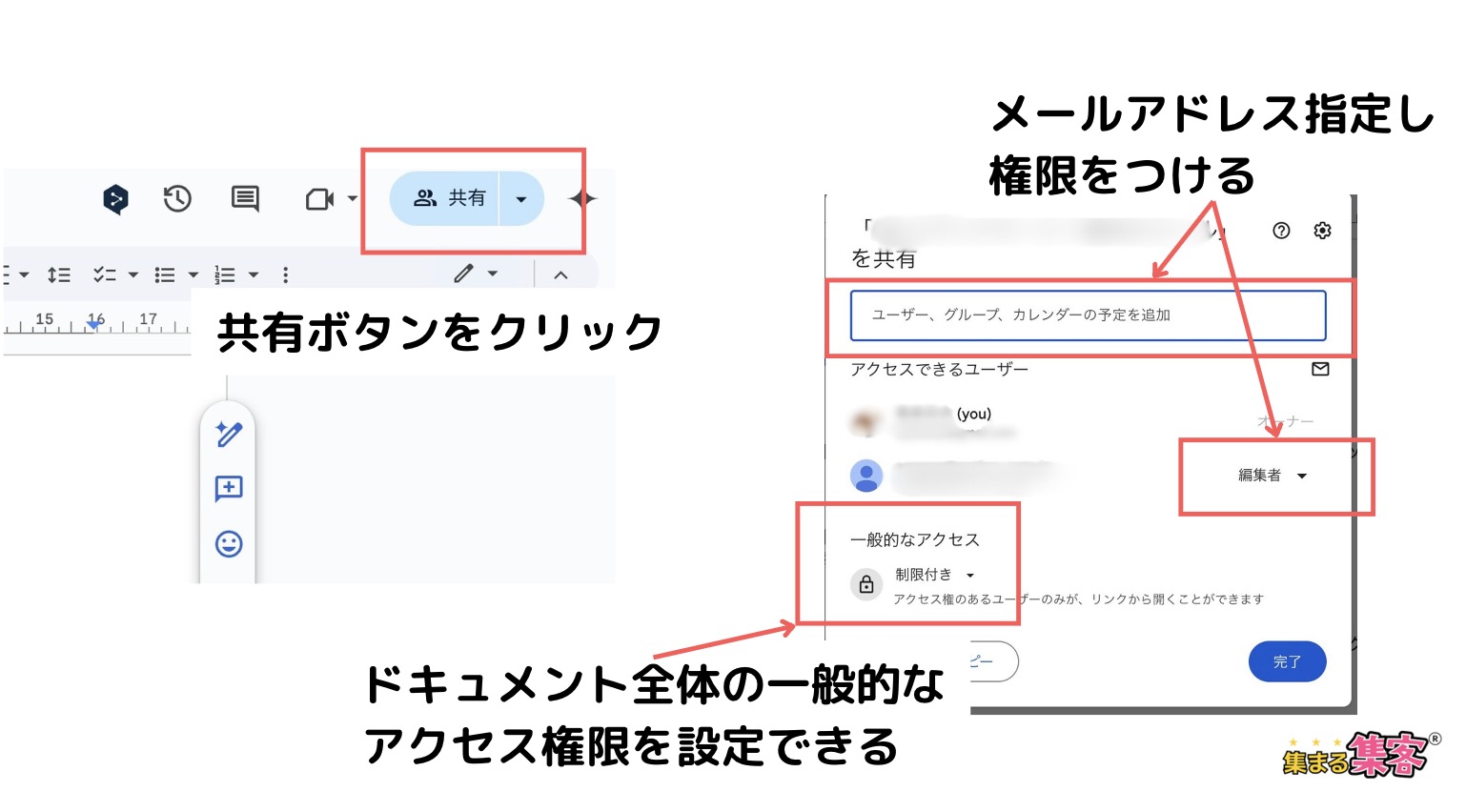 Googleドキュメント権限の付け方