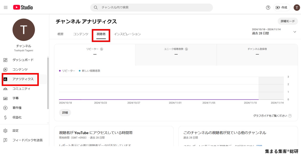 Youtubeが求める2つのポイント対策は「視聴者タブ」を見ること